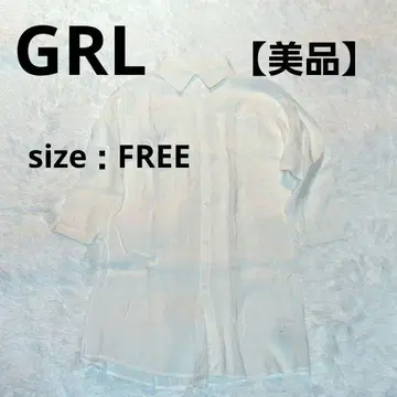 [ 새상품급 ] 그레일 GRL 블라우스 긴팔 롱 기장 화이트 폴리에스테르
