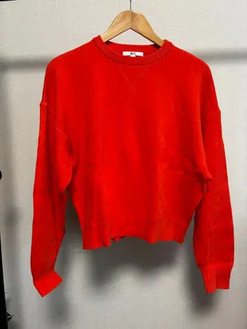 유니클로C 스무스 코튼 크루넥 스웨터 완판 색상 오렌지 L