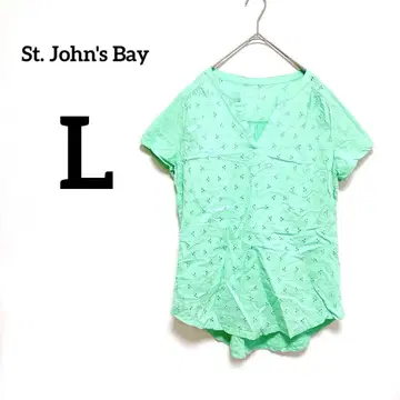 세인트 존스 베이 민트 그린 V넥 반팔 블라우스 [ L ]