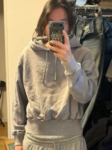 ZARA 그레이 후디 짧은 기장