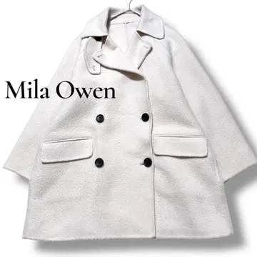 Mila Owen 카라 스트랩 하프 기장 리버 P 코트 라이트 핑크색