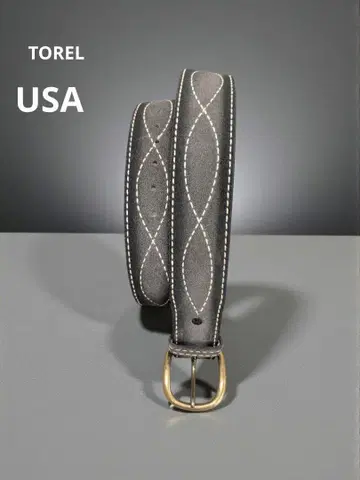 TOREL 카우하이드 스웨이드 가죽 벨트 스티치 그라데이션