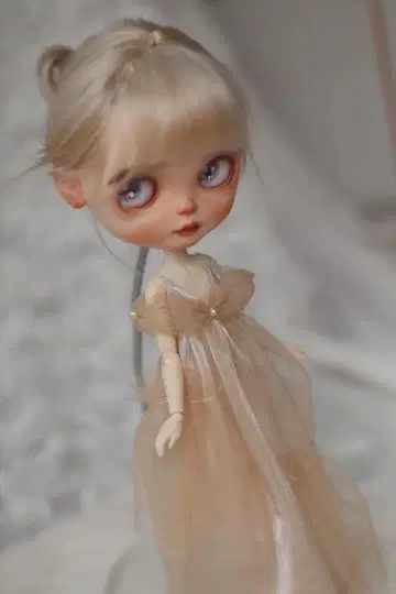 네오 브라이스용 베이지 쉬폰 드레스