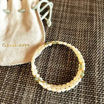 새상품급 담수 펄 3연 팔찌 뱅글 타카시마야