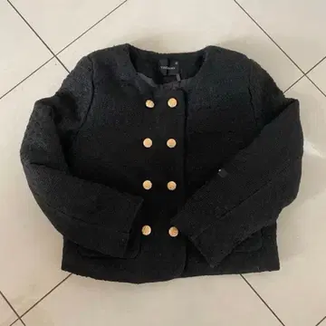 트위드 노카라 블랙 자켓 골드 컬러 버튼 포함