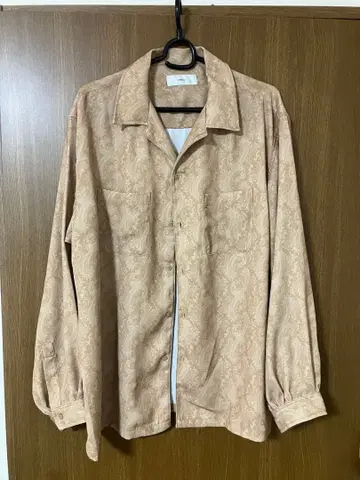 돌먼 슬리브 오픈 카라 셔츠 베이지 미디엄