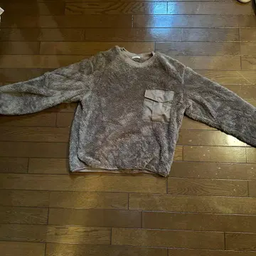 브라운 플리스 자켓 포켓 부착