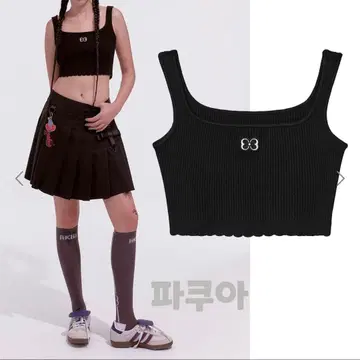 PAKUA 24FW 버터플라이 크롭 니트 탑 블랙