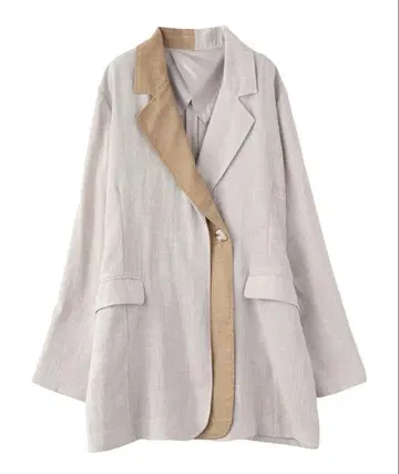 D링 배색 린넨풍 자켓 벨트 포함 프리 사이즈