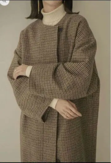 [ 새상품급 ] Eaphi 노카라 울 체크 코트