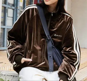 retock's 벨로아 스트릿 구제 의류 트랙 자켓 브라운 90s