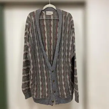구제 의류 Essay USA 코튼 멀티 컬러 올 패턴 3D 니트 가디건