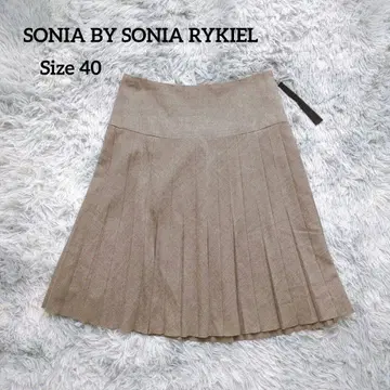 소니아 바이 소니아 리키엘 울 100% 플리츠 스커트 베이지 40