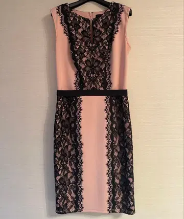 TADASHI SHOJI 핑크와 블랙 레이스 슬리브리스 원피스