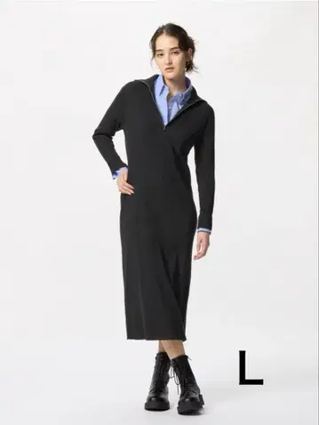 유니클로 하프 지퍼 니트 원피스 L