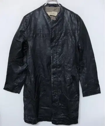 H.A.K 도메스틱 레트로 모드 구제 의류 램 가죽 밴드 카라 코트