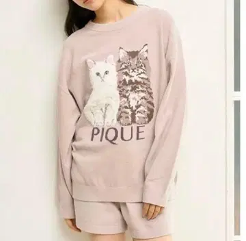 gelato pique 고양이 프린트 룸웨어 상하의 세트