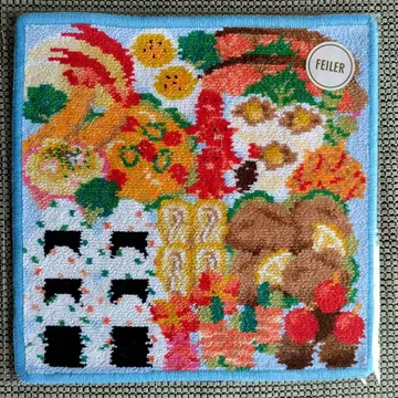 FEILER 와쿠와쿠 벤토 손수건 [페일 블루 x 블루]