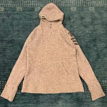 AVIREX 하이넥 버튼 후드티 그레이