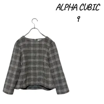 ALPHA CUBIC 체크 무늬 긴팔 9, 등 지퍼