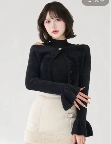 다리치 앙상블 샤기 니트탑 BK