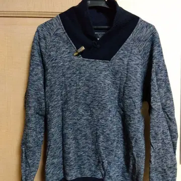 ZARA 네이비 그레이 숄카라 니트