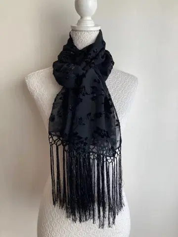 시스루 스톨 라메 블랙