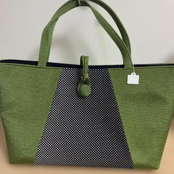일본 의류용 (크레이프 원단) 그린과 블랙 토트백