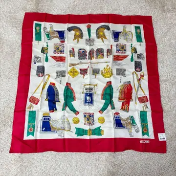 새상품 모스키노 대형 스카프 실크 100% 밀리터리 빈티지