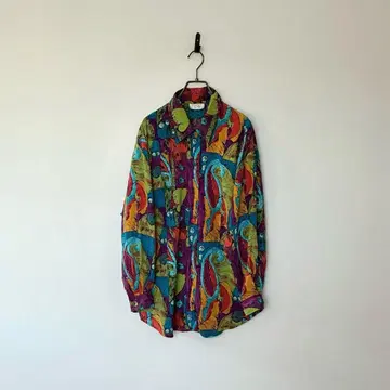 빈티지 올 패턴 셔츠 아트 컬러풀 화려한 무늬 개성 레트로 루즈핏 XL