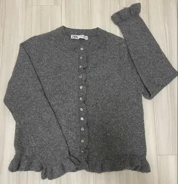 ZARA 프릴 니트 가디건 그레이