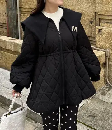 prose verse 빅 칼라 퀼팅 페플럼 블루종