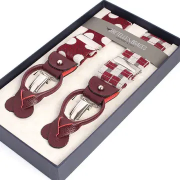 [ 선착순 ] BRETELLE&BRACES 서스펜더 크림슨 체크 x 도트