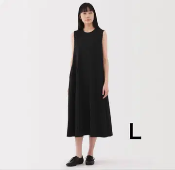 미사용 새상품 무인양품 냉감 UV 컷 슬리브리스 원피스 L 블랙