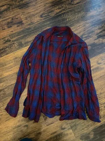 LAD MUSICIAN 빨간색과 파란색 체크 플란넬 셔츠 44