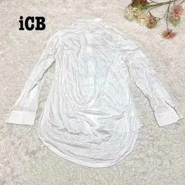 s.985 [아이시비] 긴팔 셔츠 테로테로 오샤레 화이트 캐주얼