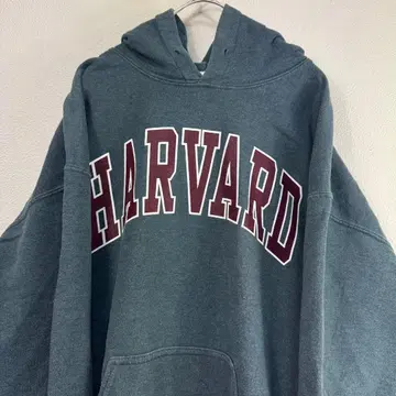 HARVARD 후드 부착 로고 후드티 그레이