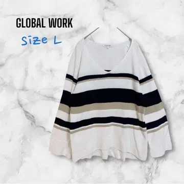 s.76 [글로벌 워크] 니트탑 V넥 보더 캐주얼 L