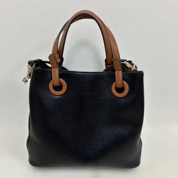 블랙 합성 피혁 핸드백