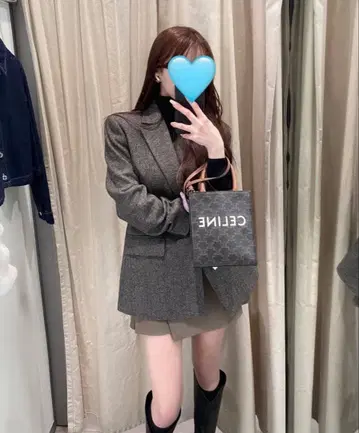 ZARA 자라 헤링본 울 블렌드 블레이저 자켓 XS