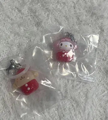 산리오 딸기 메지루시 액세서리 마이멜로디 폼폼푸딩 2개 세트