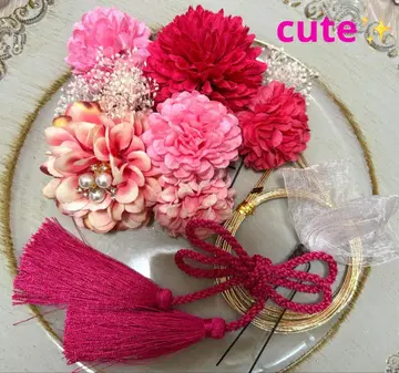 cute 성인식 졸업식 시치고산 사전 촬영 머리 장식