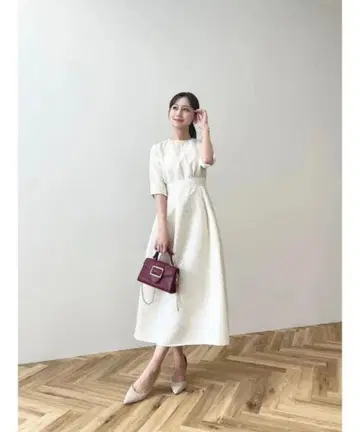 [ 미사용 ] HALUHIROINE 자카드 원피스 화이트