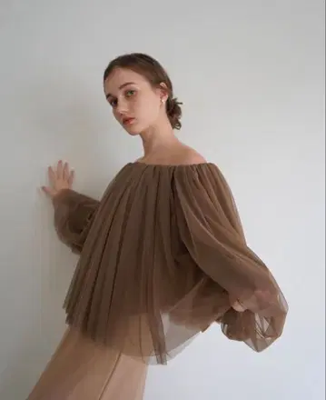Aaka. [ tulle shirring blouse ]