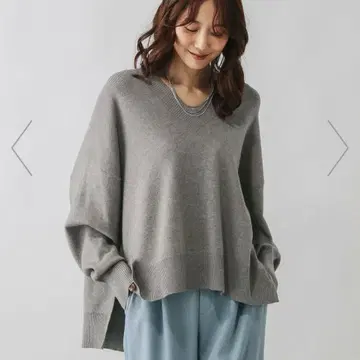 새상품 [ GLOBAL WORK ] 멜티 리브 V넥 풀오버 그레이