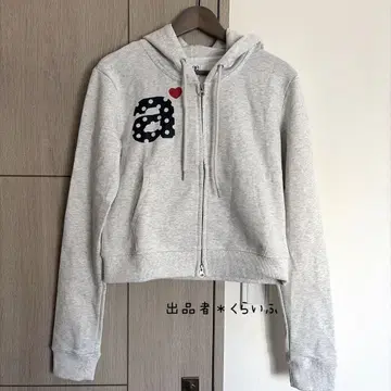 aeae 그레이 크롭 후드티 프론트 지퍼