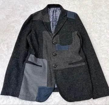 새상품급 데시구알 테일러드 자켓 헤링본 패치워크 M 48