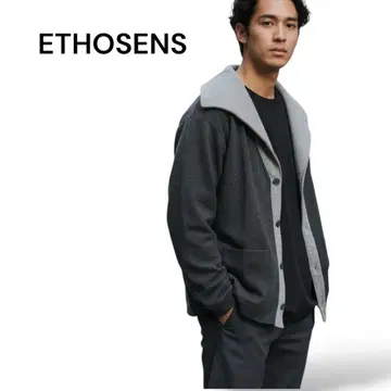 새상품급 ETHOSENS 숄카라 블루종 M 후드 부착 일본제 바이컬러
