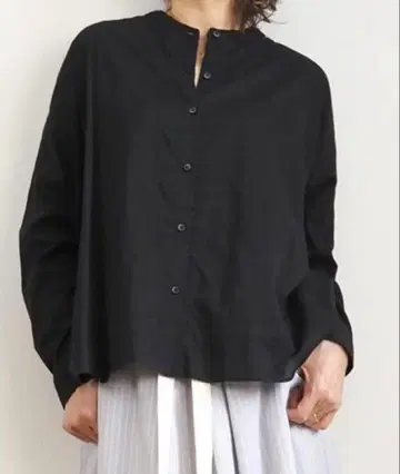 니콜슨앤니콜슨 백 개더 프릴 밴드 카라 셔츠