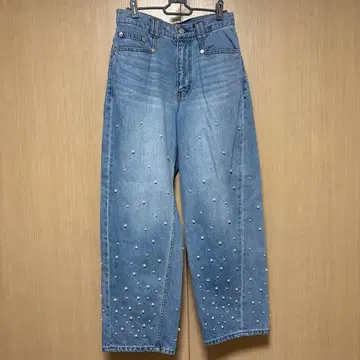 [패치 없음 36] MACPHEE 펄 데님 코쿤 테이퍼드 팬츠